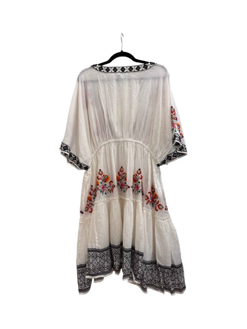 Sundance Cream Embroidered V-Neck Tassel Beach Dress Coverup - Picture 3 of 14